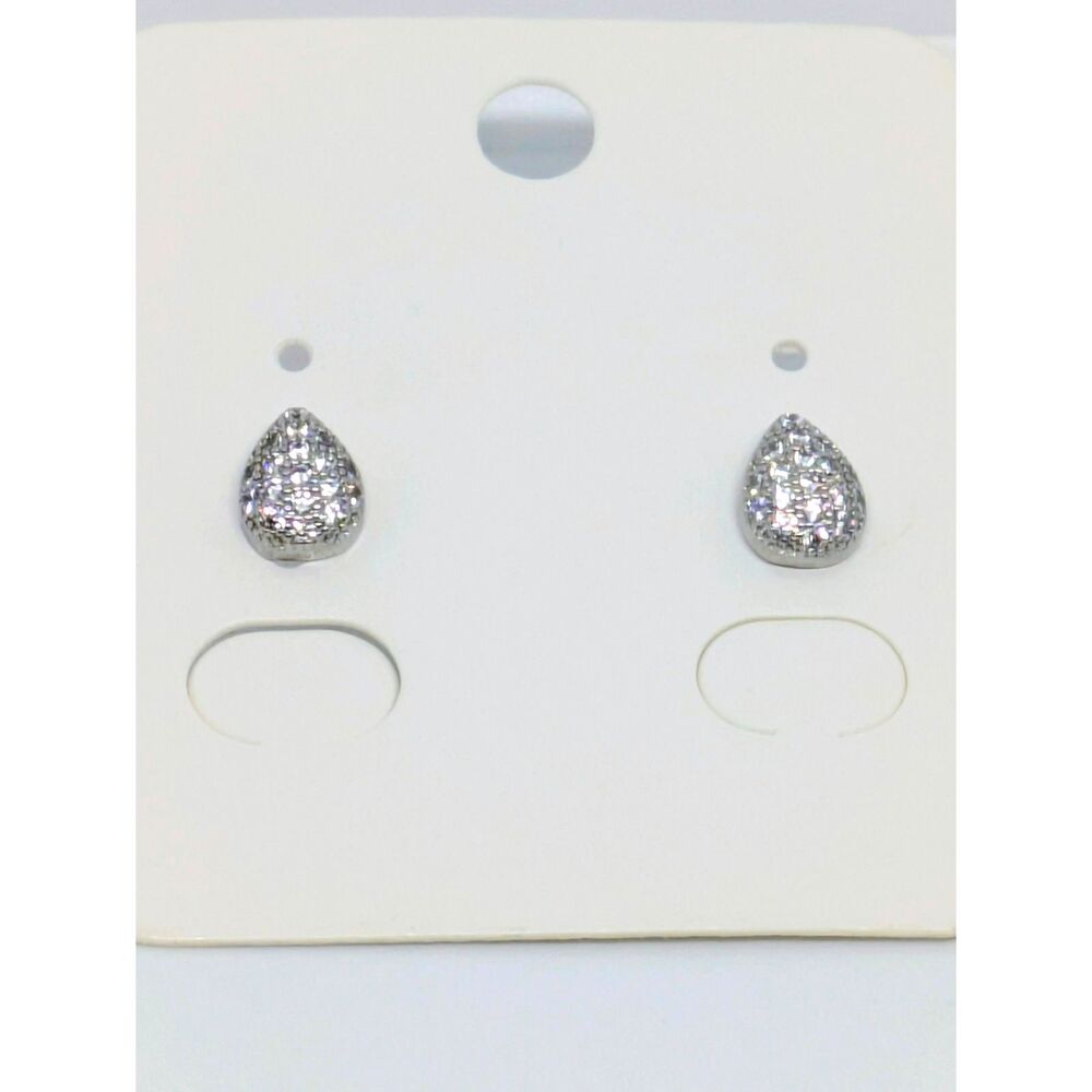 Women's New 14K White Gold Filled Teardrop pave Stud pear CZ Earrings